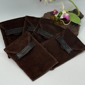 5x Corduroy Lipstick Holder Makeup Travel Pouch Bag - Brown - New - Nice!